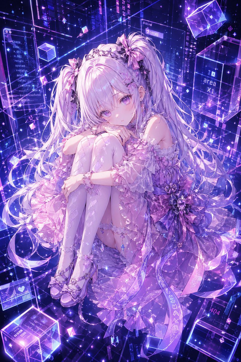 赛博水晶动漫少女肖像
