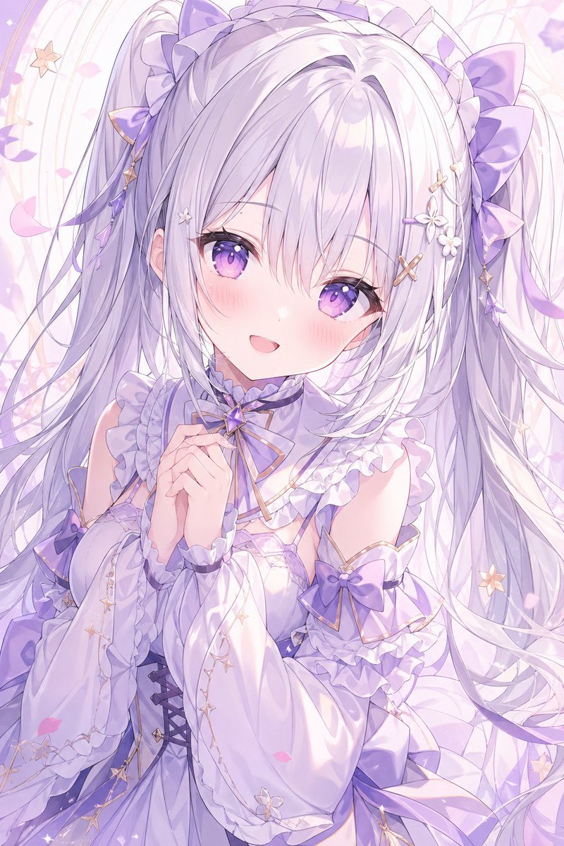淡彩薰衣草动漫少女肖像