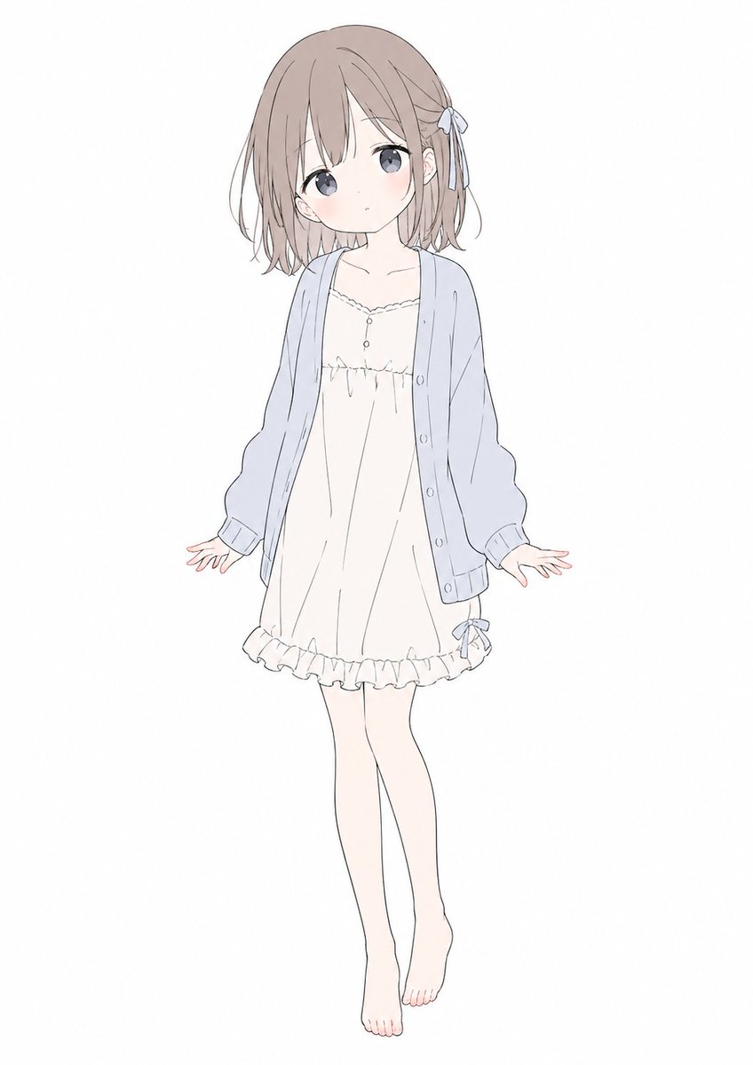 柔和粉彩动漫少女全身像