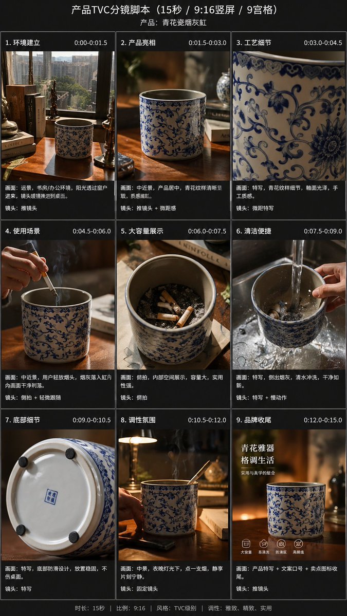 9 格产品 TVC 分镜
