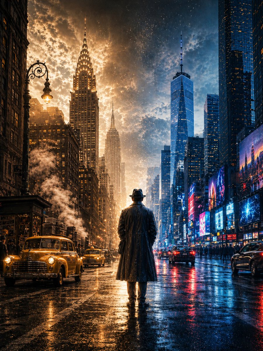 跨越两个世纪的纽约电影感海报