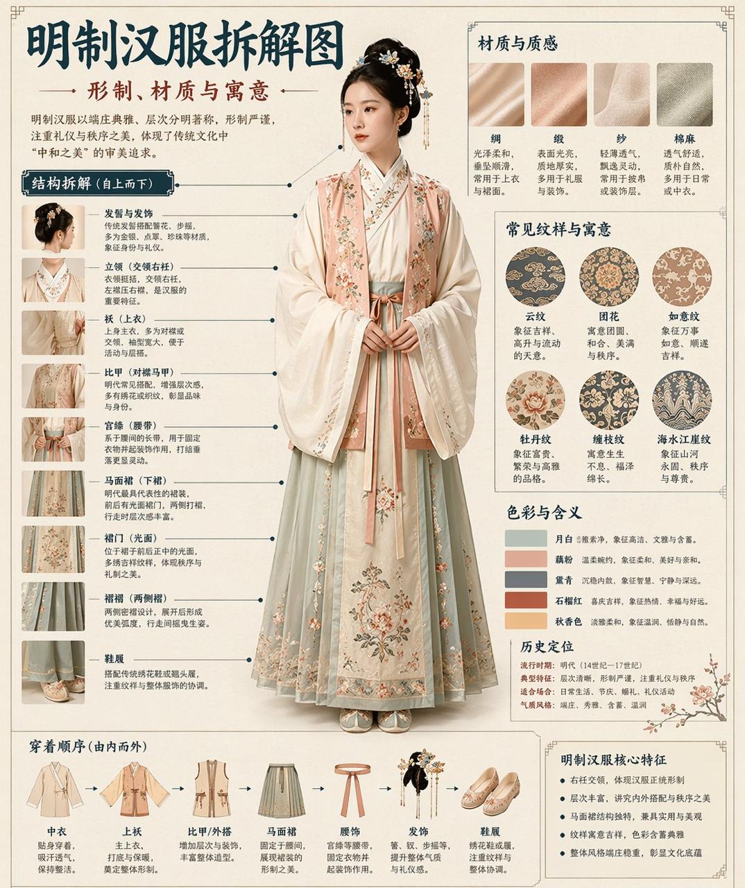 博物馆风汉服拆解信息图