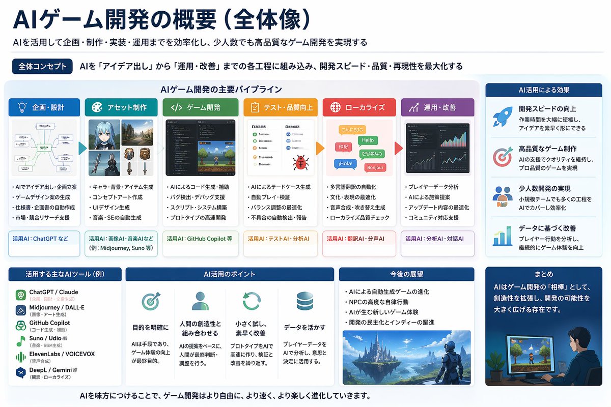 日文 AI 游戏开发概览幻灯片提示词